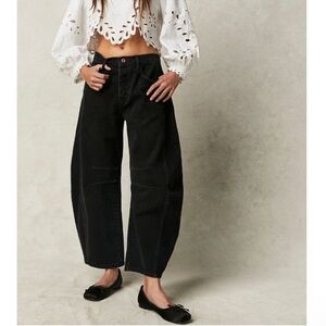 Free People Good Luck Barrel Leg Wide Bowed Jeans